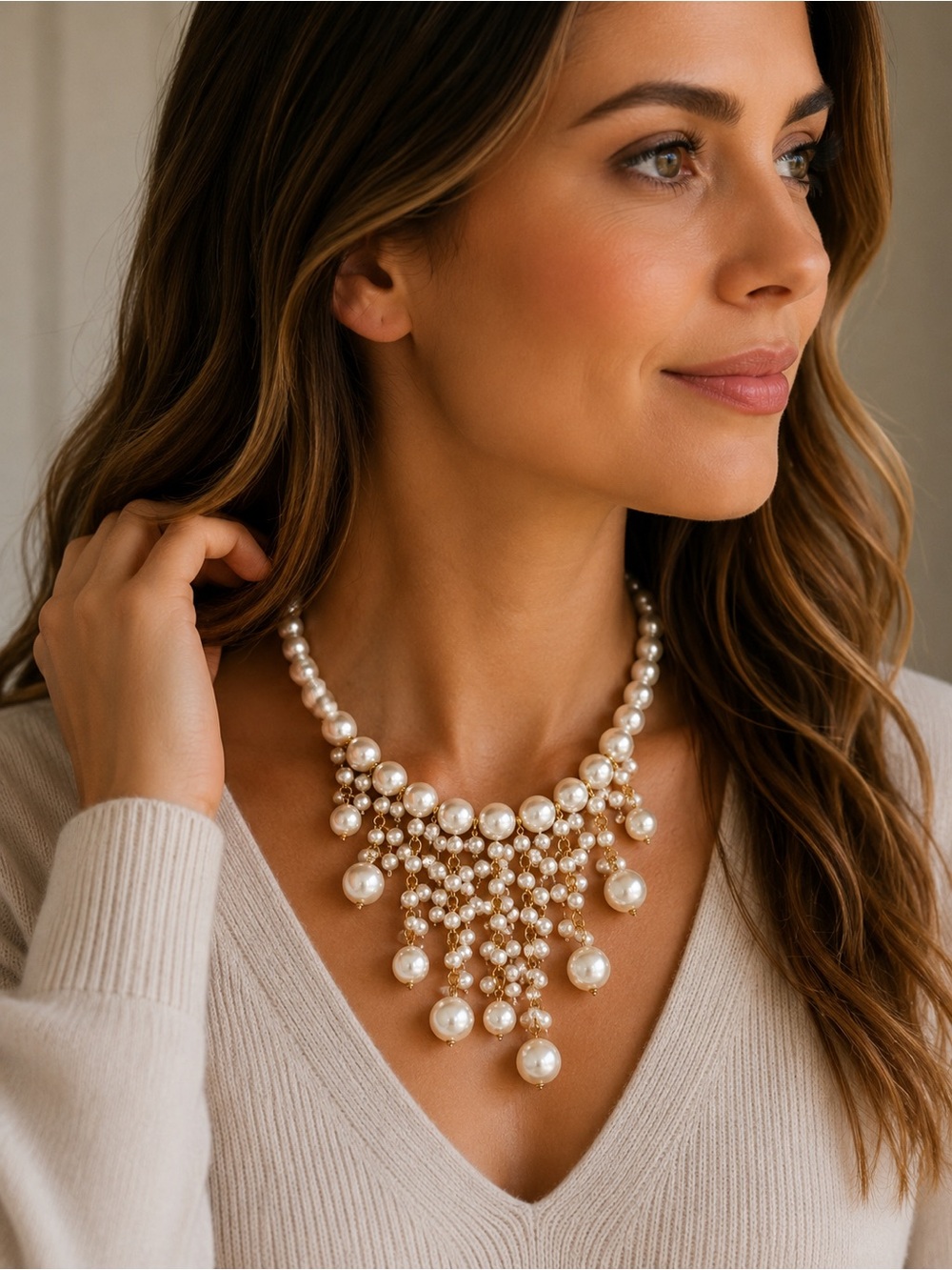 Statement pearl necklace piece